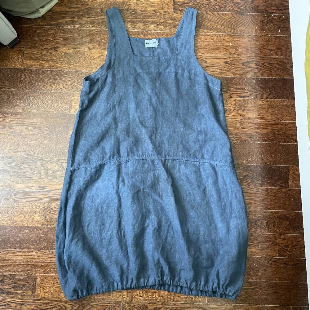 Sleeveless Blue Linen Midi Dress